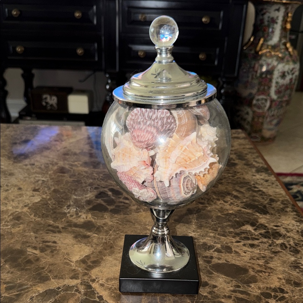 Silver Glass Decorative Jar without Seashells